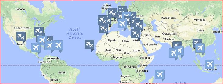 Map of TUI Airways destinations